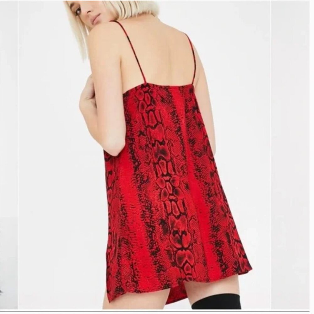 Motel Rocks Red Snake-Print Slip Mini Dress - Picture 2 of 8